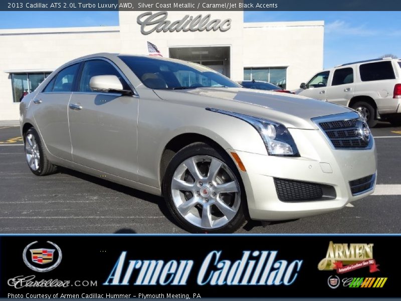 Silver Coast Metallic / Caramel/Jet Black Accents 2013 Cadillac ATS 2.0L Turbo Luxury AWD