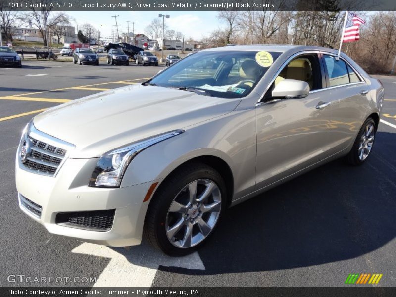 Silver Coast Metallic / Caramel/Jet Black Accents 2013 Cadillac ATS 2.0L Turbo Luxury AWD