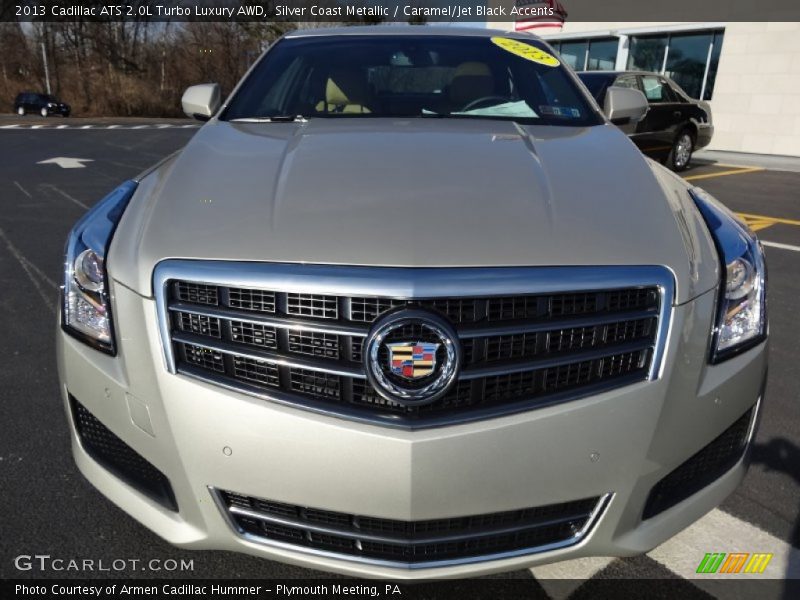 Silver Coast Metallic / Caramel/Jet Black Accents 2013 Cadillac ATS 2.0L Turbo Luxury AWD