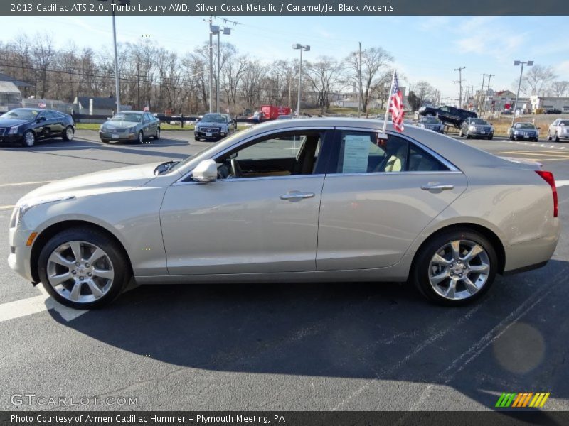 Silver Coast Metallic / Caramel/Jet Black Accents 2013 Cadillac ATS 2.0L Turbo Luxury AWD