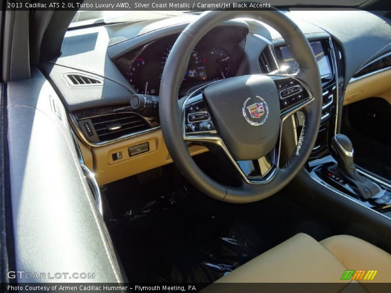 Silver Coast Metallic / Caramel/Jet Black Accents 2013 Cadillac ATS 2.0L Turbo Luxury AWD