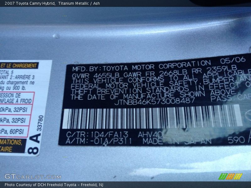 Titanium Metallic / Ash 2007 Toyota Camry Hybrid