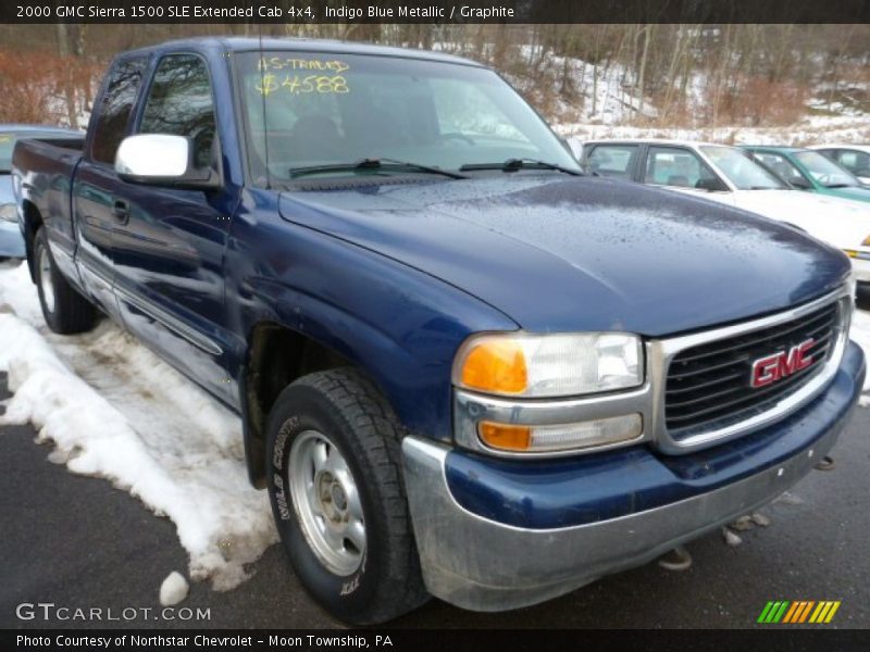 Indigo Blue Metallic / Graphite 2000 GMC Sierra 1500 SLE Extended Cab 4x4