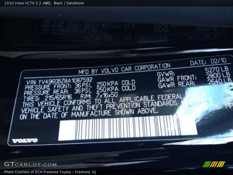 Black / Sandstone 2010 Volvo XC70 3.2 AWD