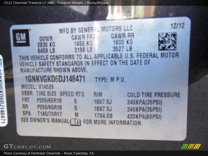 Tungsten Metallic / Ebony/Mojave 2013 Chevrolet Traverse LT AWD