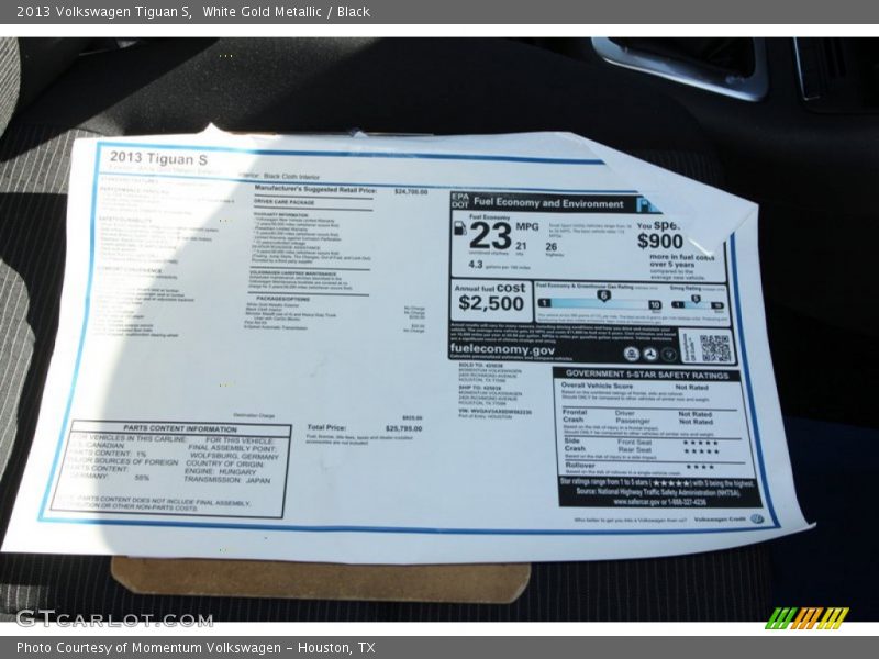 White Gold Metallic / Black 2013 Volkswagen Tiguan S