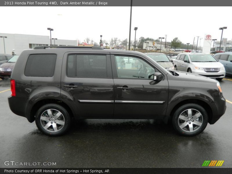 Dark Amber Metallic / Beige 2013 Honda Pilot Touring 4WD