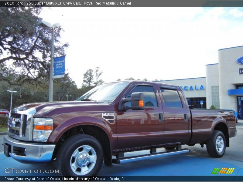 Royal Red Metallic / Camel 2010 Ford F250 Super Duty XLT Crew Cab