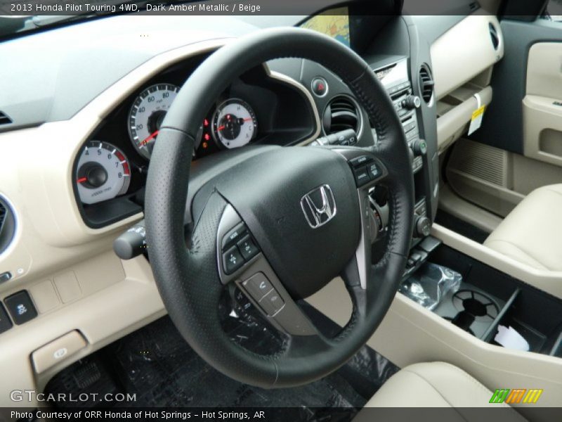Dark Amber Metallic / Beige 2013 Honda Pilot Touring 4WD
