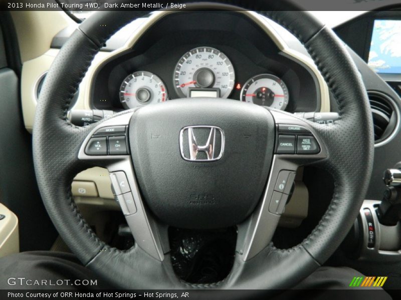 Dark Amber Metallic / Beige 2013 Honda Pilot Touring 4WD