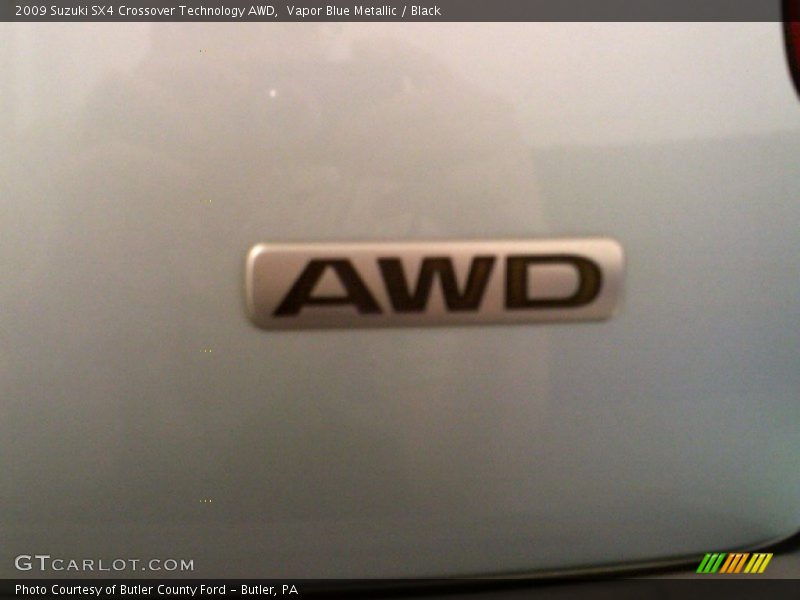 Vapor Blue Metallic / Black 2009 Suzuki SX4 Crossover Technology AWD