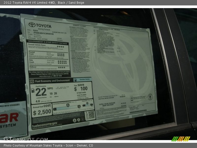 Black / Sand Beige 2012 Toyota RAV4 V6 Limited 4WD