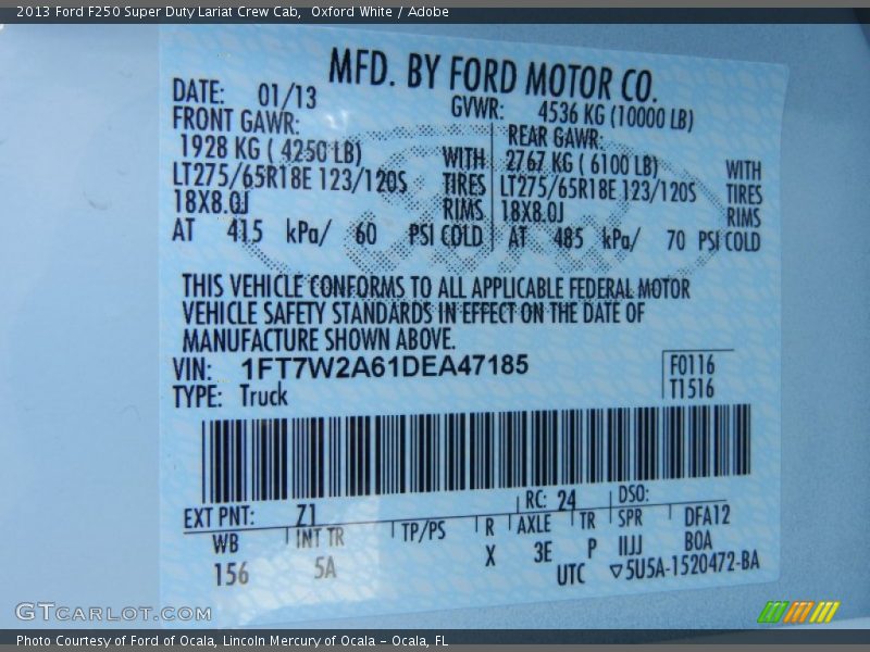 Oxford White / Adobe 2013 Ford F250 Super Duty Lariat Crew Cab