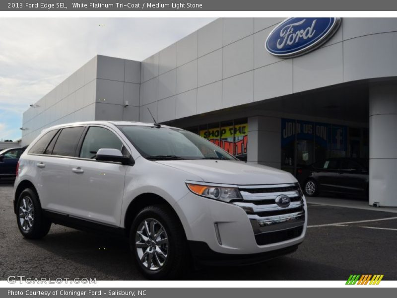 White Platinum Tri-Coat / Medium Light Stone 2013 Ford Edge SEL
