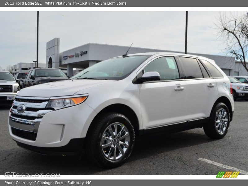 White Platinum Tri-Coat / Medium Light Stone 2013 Ford Edge SEL