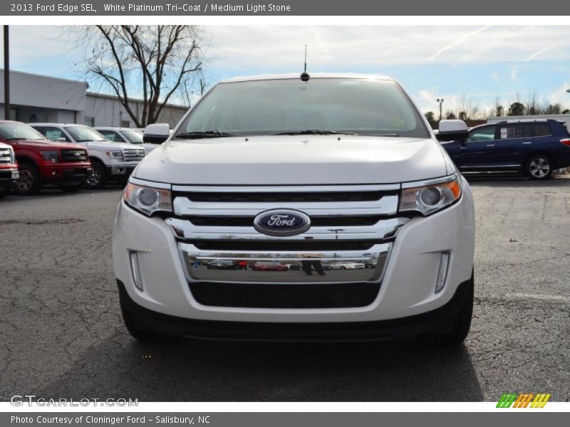 White Platinum Tri-Coat / Medium Light Stone 2013 Ford Edge SEL