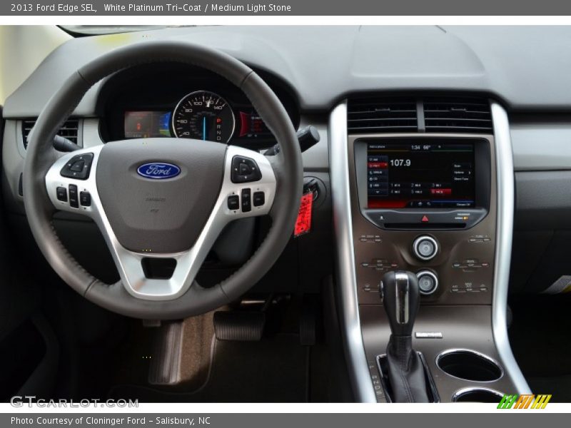 White Platinum Tri-Coat / Medium Light Stone 2013 Ford Edge SEL