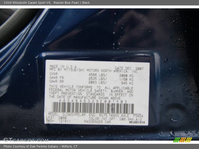 Maizen Blue Pearl / Black 2009 Mitsubishi Galant Sport V6