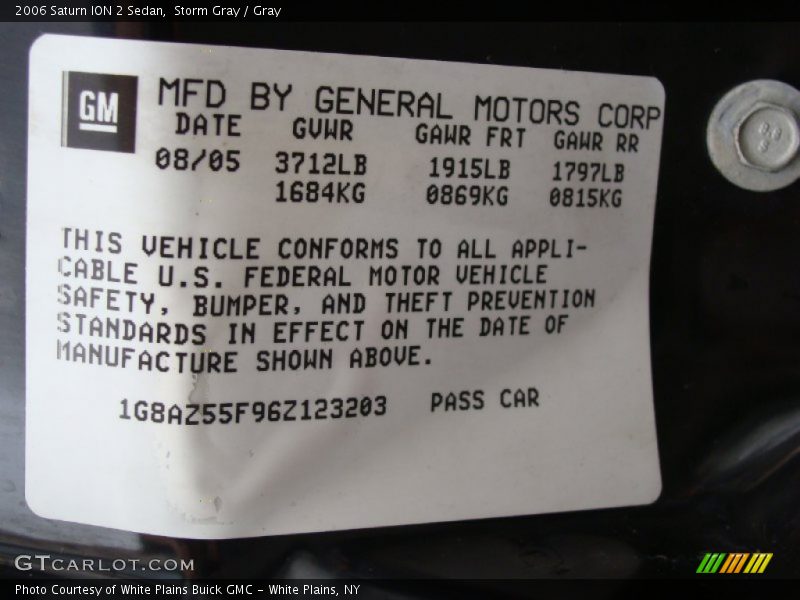 Storm Gray / Gray 2006 Saturn ION 2 Sedan