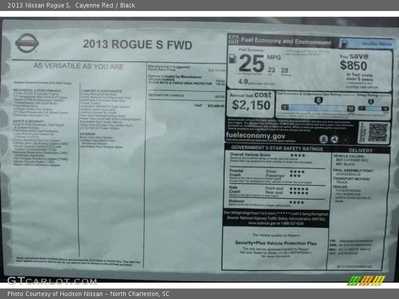  2013 Rogue S Window Sticker