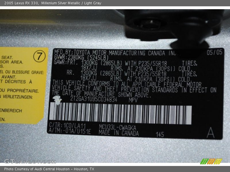 Millenium Silver Metallic / Light Gray 2005 Lexus RX 330