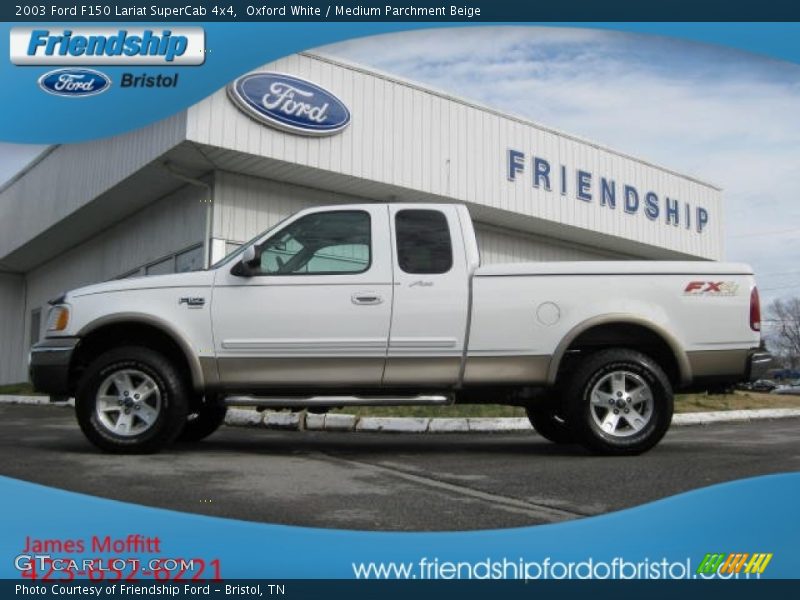 Oxford White / Medium Parchment Beige 2003 Ford F150 Lariat SuperCab 4x4