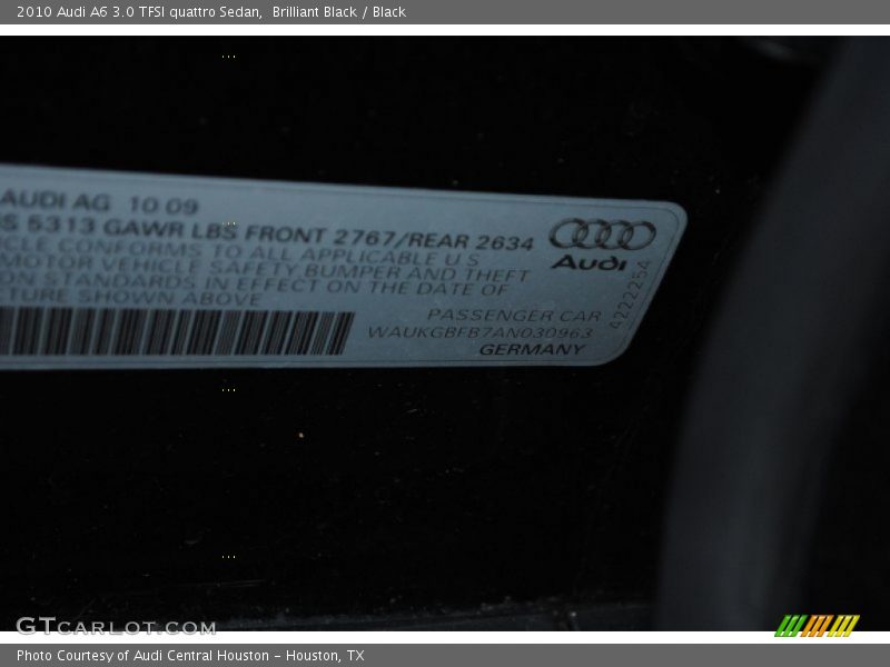 Brilliant Black / Black 2010 Audi A6 3.0 TFSI quattro Sedan