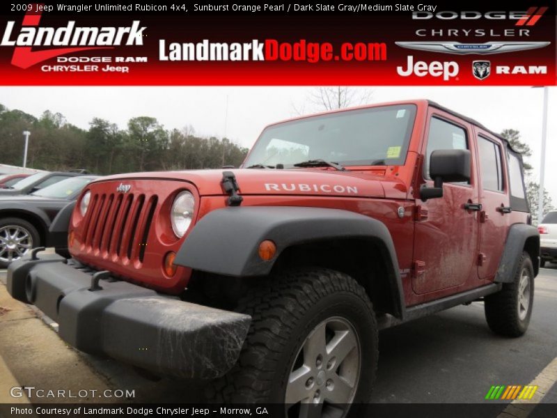 Sunburst Orange Pearl / Dark Slate Gray/Medium Slate Gray 2009 Jeep Wrangler Unlimited Rubicon 4x4