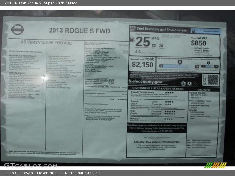  2013 Rogue S Window Sticker