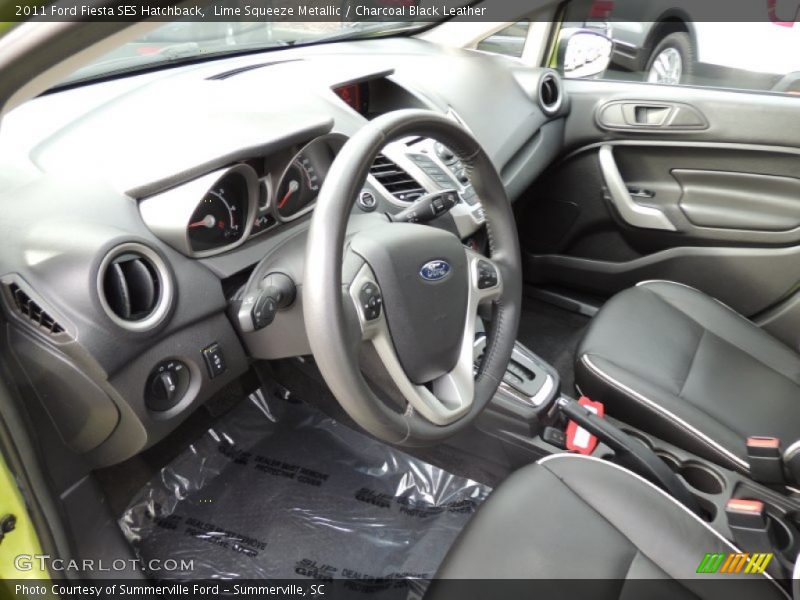 Lime Squeeze Metallic / Charcoal Black Leather 2011 Ford Fiesta SES Hatchback