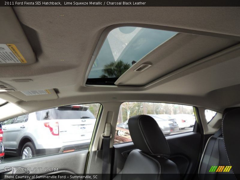 Lime Squeeze Metallic / Charcoal Black Leather 2011 Ford Fiesta SES Hatchback