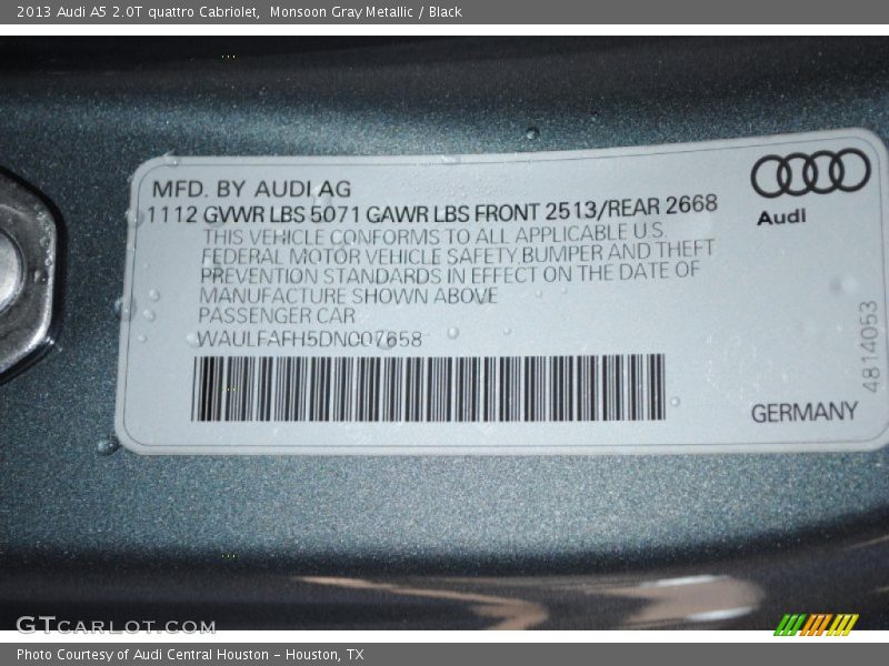 Monsoon Gray Metallic / Black 2013 Audi A5 2.0T quattro Cabriolet