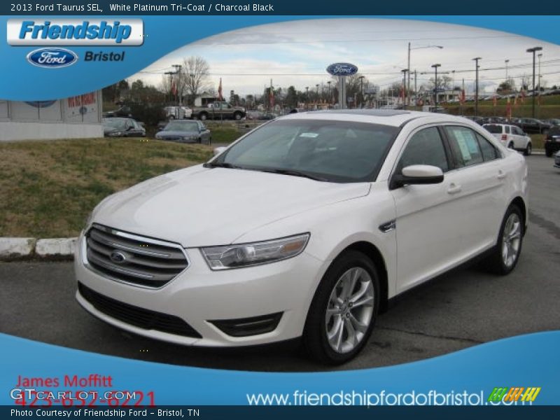 White Platinum Tri-Coat / Charcoal Black 2013 Ford Taurus SEL
