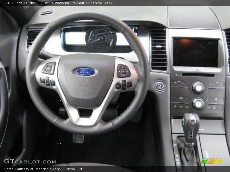 White Platinum Tri-Coat / Charcoal Black 2013 Ford Taurus SEL
