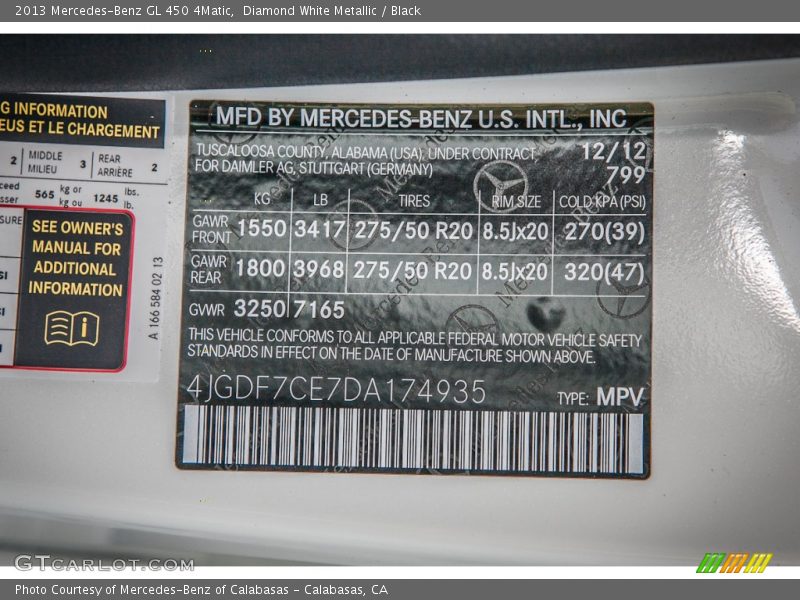 Diamond White Metallic / Black 2013 Mercedes-Benz GL 450 4Matic