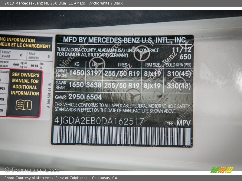 Arctic White / Black 2013 Mercedes-Benz ML 350 BlueTEC 4Matic