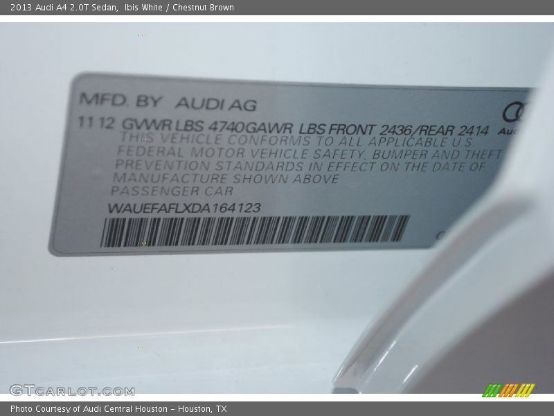 Ibis White / Chestnut Brown 2013 Audi A4 2.0T Sedan