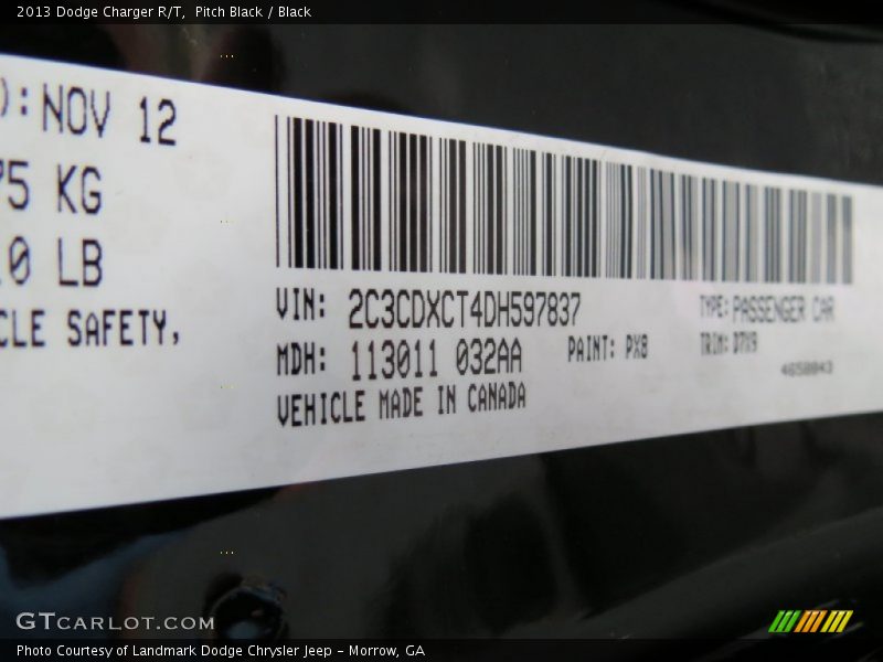 Pitch Black / Black 2013 Dodge Charger R/T