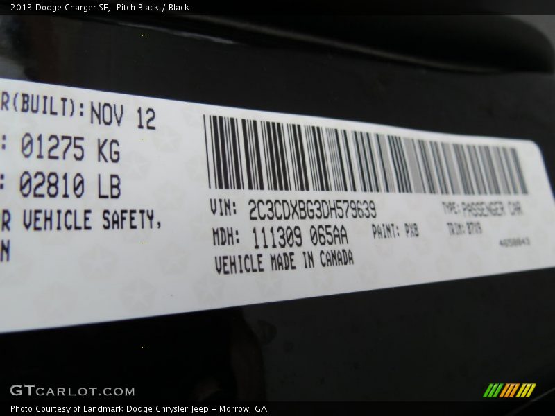 Pitch Black / Black 2013 Dodge Charger SE