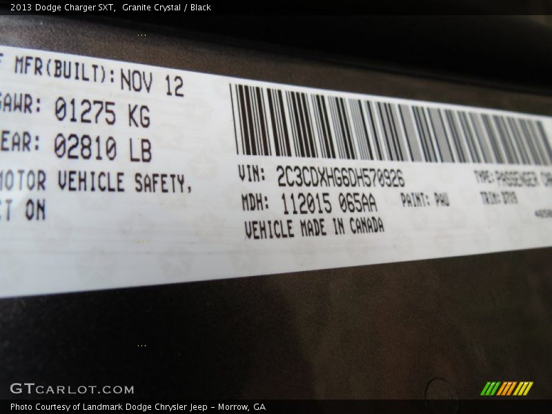 Granite Crystal / Black 2013 Dodge Charger SXT