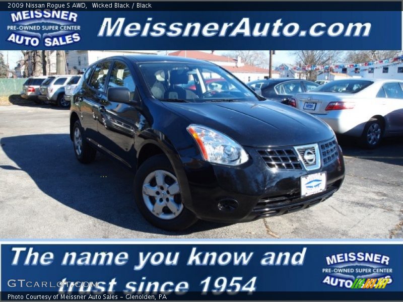 Wicked Black / Black 2009 Nissan Rogue S AWD
