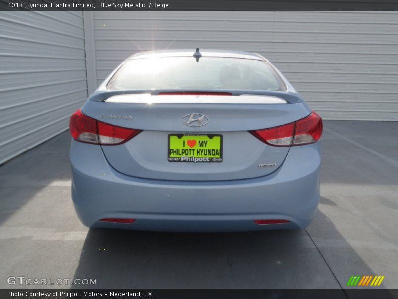 Blue Sky Metallic / Beige 2013 Hyundai Elantra Limited