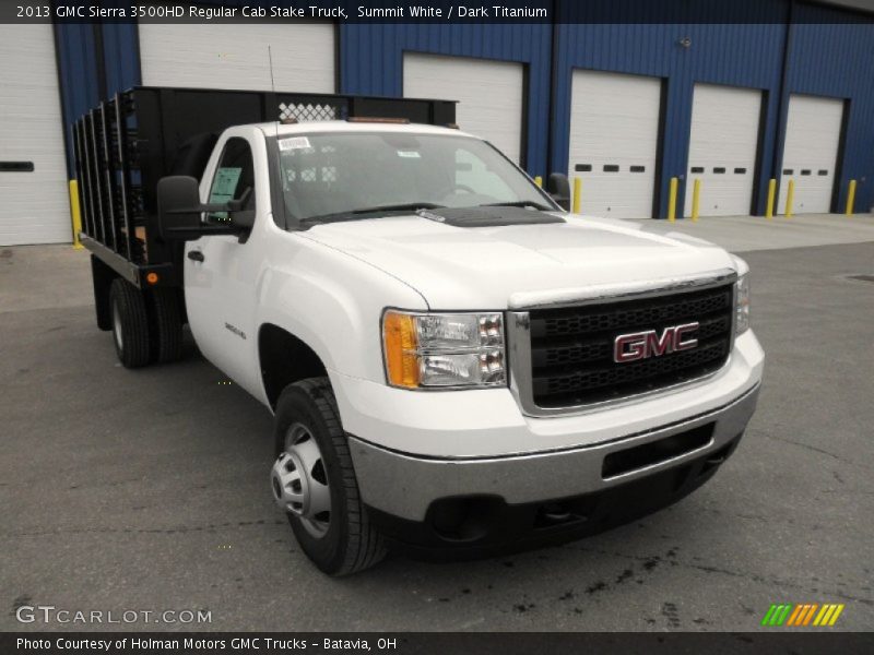 Summit White / Dark Titanium 2013 GMC Sierra 3500HD Regular Cab Stake Truck