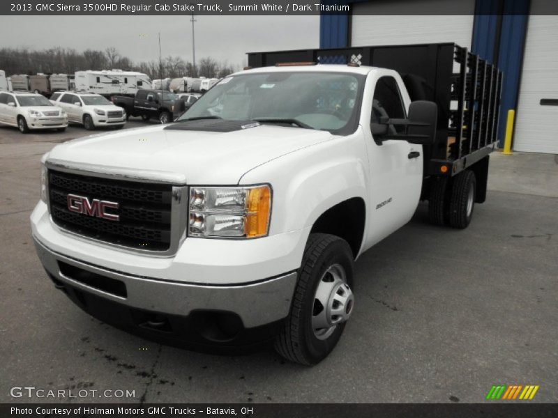 Summit White / Dark Titanium 2013 GMC Sierra 3500HD Regular Cab Stake Truck