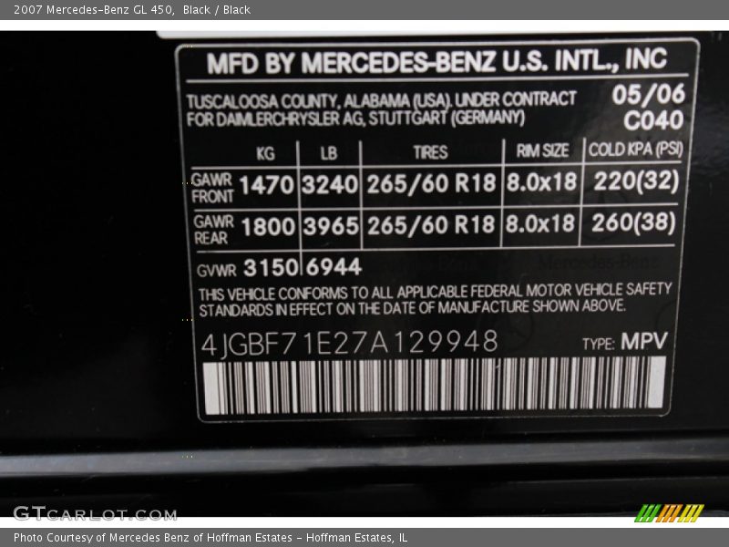 Black / Black 2007 Mercedes-Benz GL 450