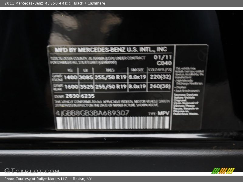 Black / Cashmere 2011 Mercedes-Benz ML 350 4Matic