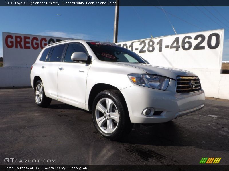 Blizzard White Pearl / Sand Beige 2010 Toyota Highlander Limited