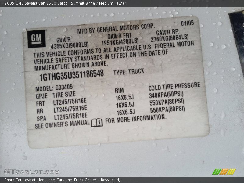 Summit White / Medium Pewter 2005 GMC Savana Van 3500 Cargo