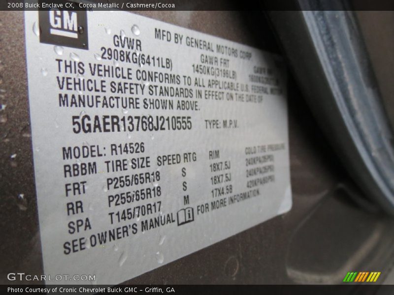 Cocoa Metallic / Cashmere/Cocoa 2008 Buick Enclave CX