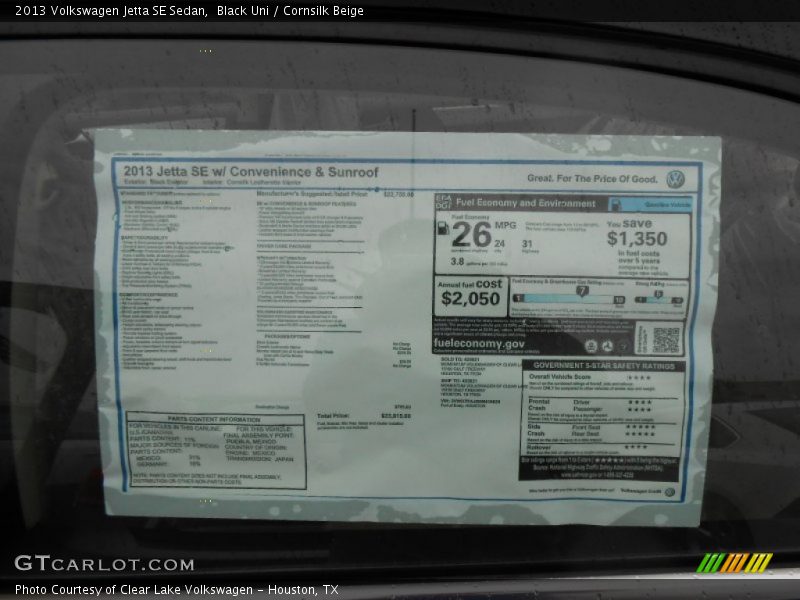 Black Uni / Cornsilk Beige 2013 Volkswagen Jetta SE Sedan